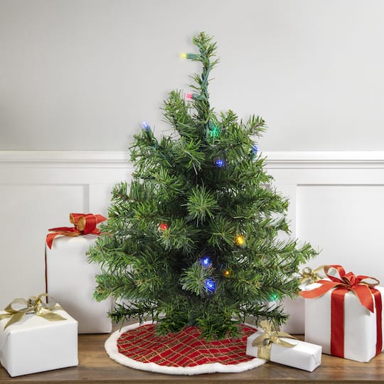 18" Pre-Lit Canadian Pine Artificial Christmas Tree, Multicolor LED Lights By Northlight in Green | Michaels®